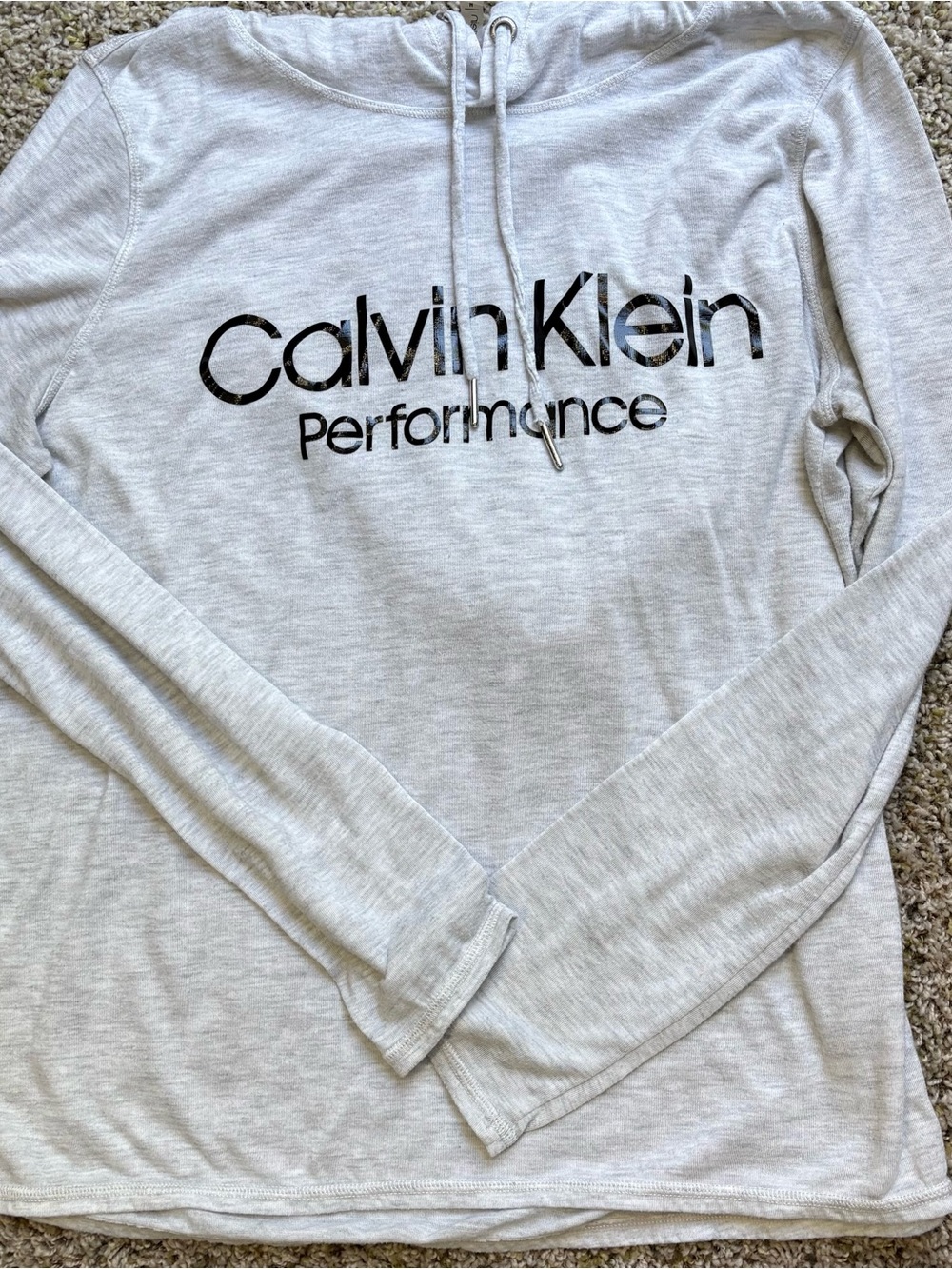 Calvin Klein Performance Womens M Gray Hoodie Sweatshirt Lightweight